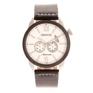 Heritor Automatic Wellington Leather-Band Watch - Black/White