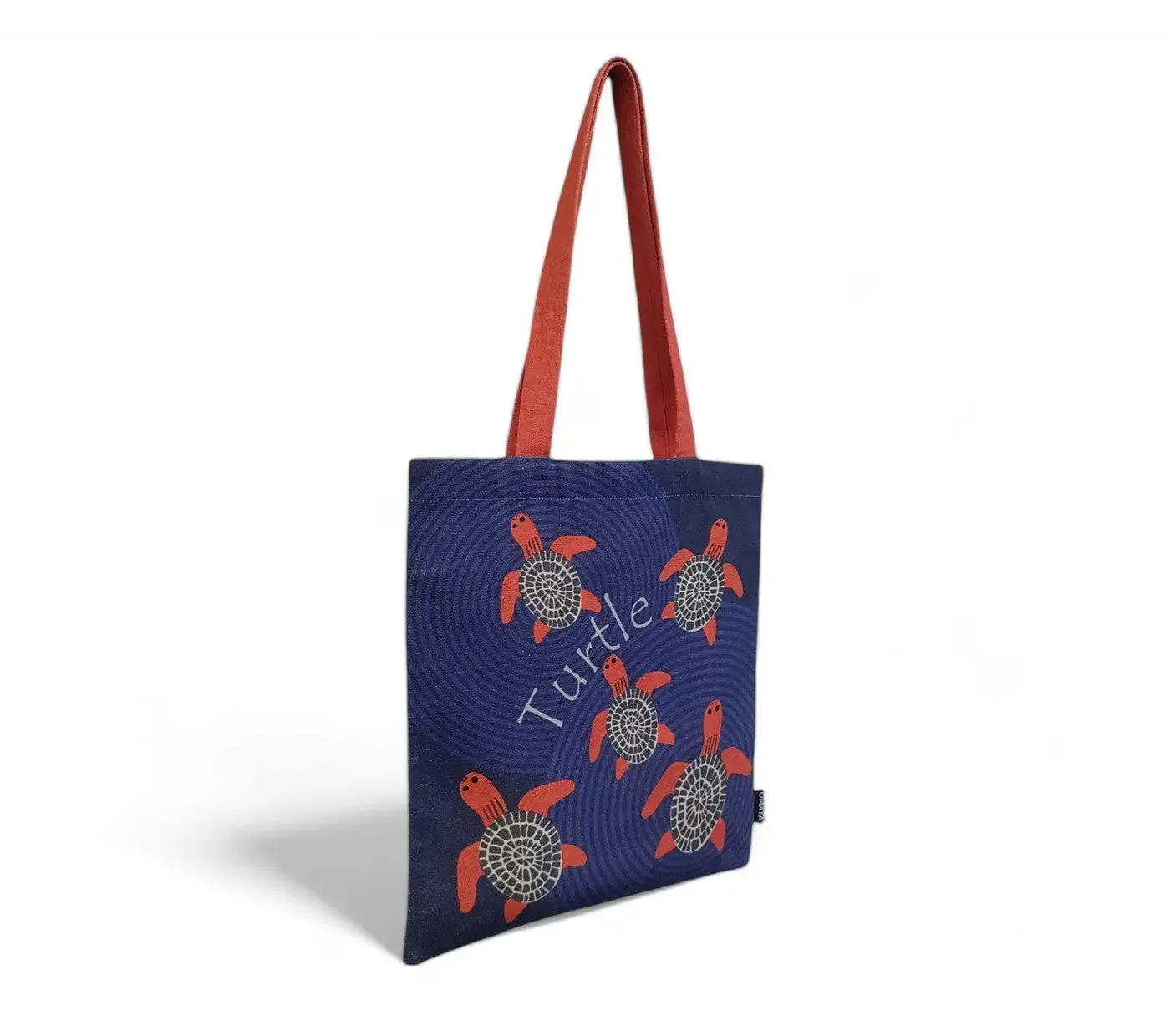House of Omaya Printed Baby Red Turtle Cotton Canvas Tote Bag (Size 34x36 Cms.)