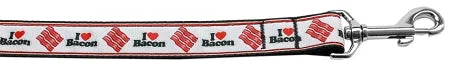 I Love Bacon Nylon Dog Leash 5-8 Inch Wide 6ft Long