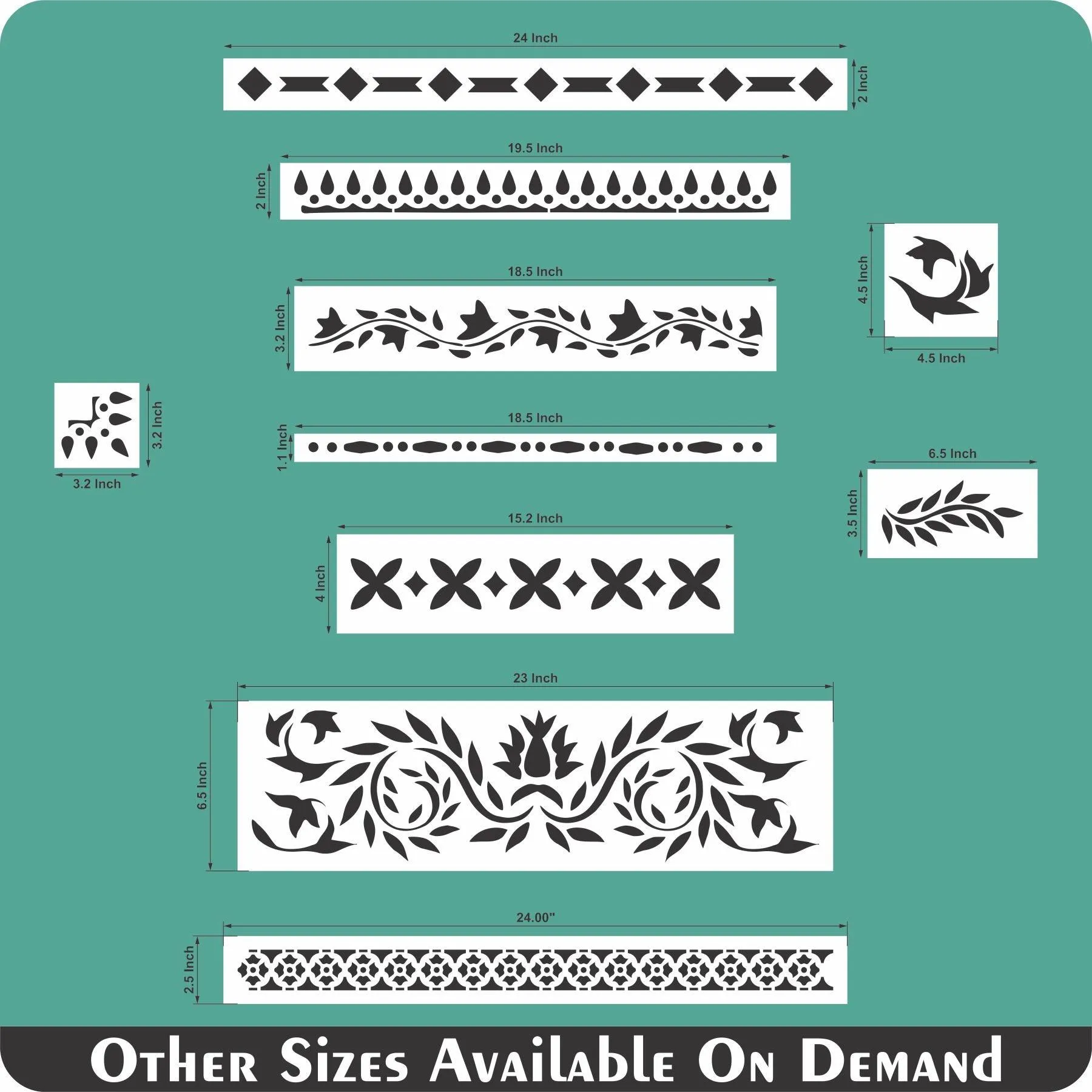 Indian Inlay (furniture and fabric) Reusable Stencil For Canvas And Wall Painting.ID #459