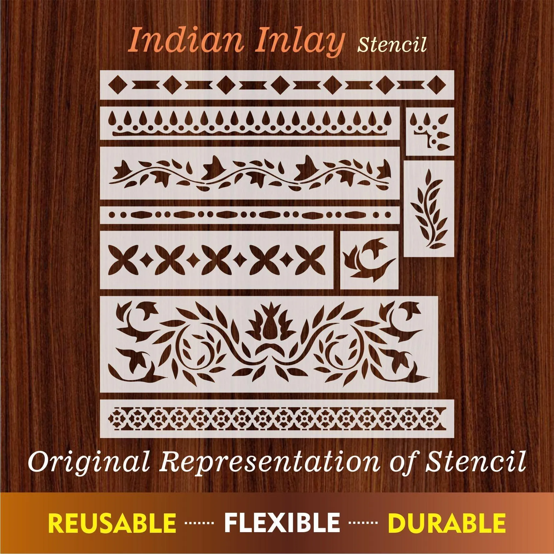 Indian Inlay (furniture and fabric) Reusable Stencil For Canvas And Wall Painting.ID #459