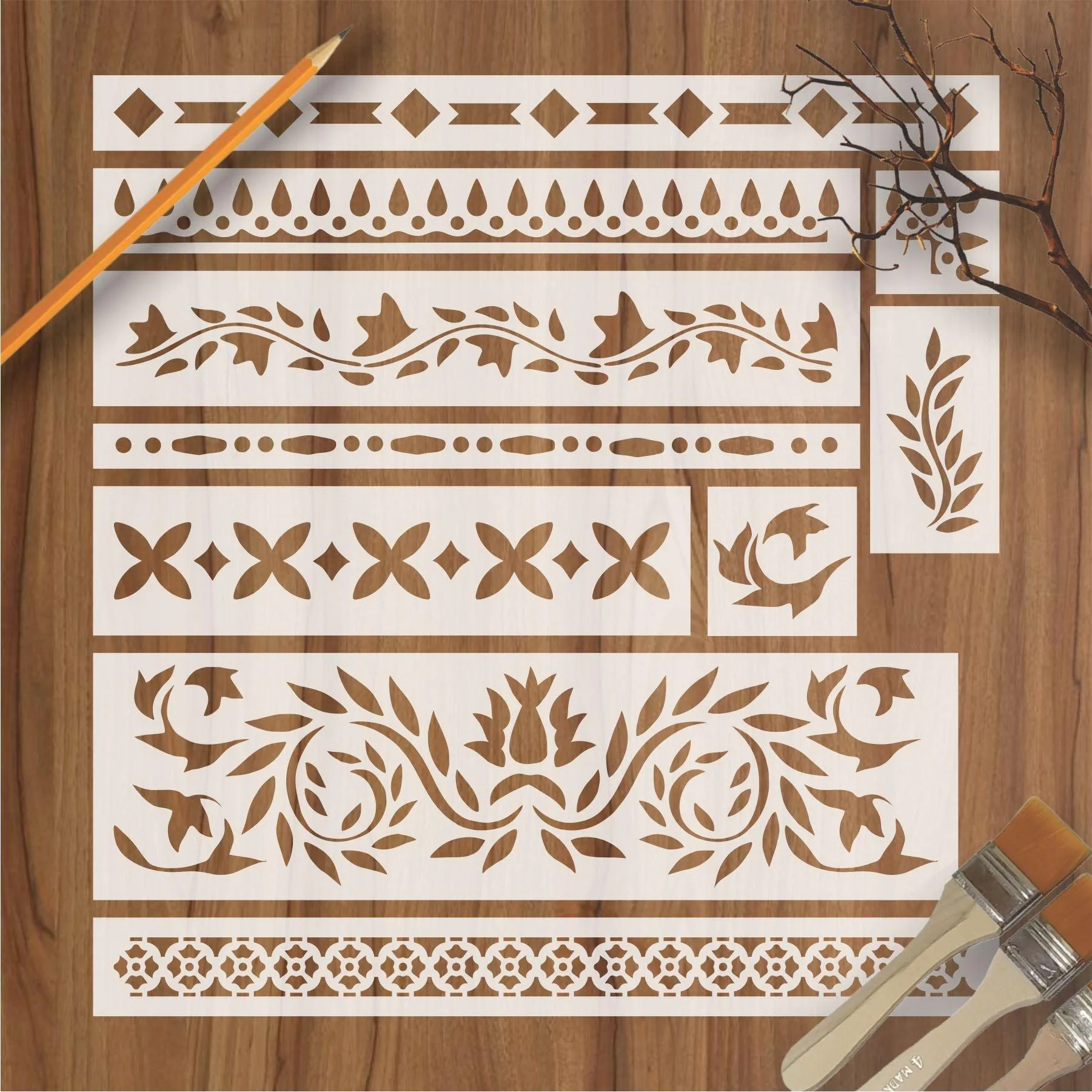 Indian Inlay (furniture and fabric) Reusable Stencil For Canvas And Wall Painting.ID #459