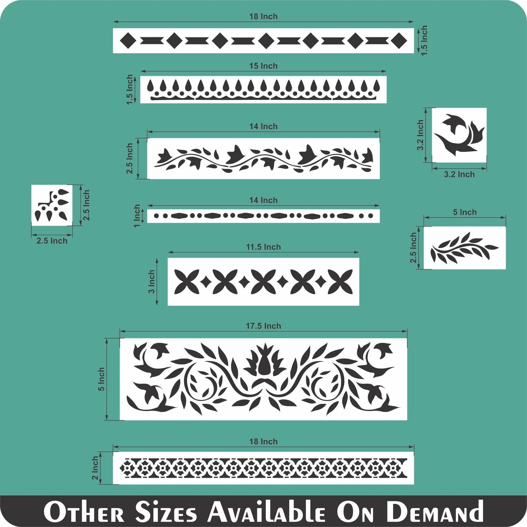 Indian Inlay (furniture and fabric) Reusable Stencil For Canvas And Wall Painting.ID #459