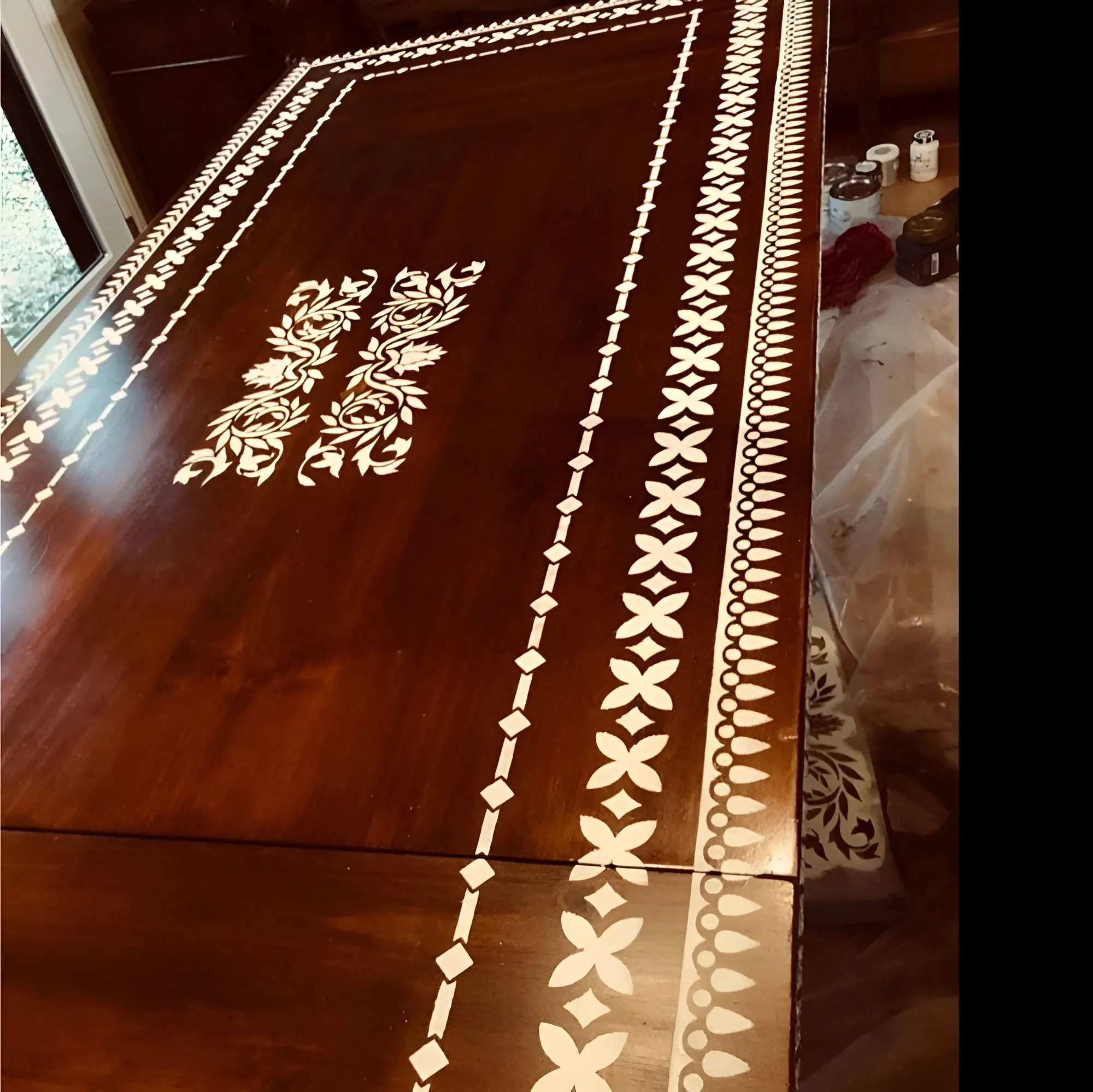 Indian Inlay (furniture and fabric) Reusable Stencil For Canvas And Wall Painting.ID #459