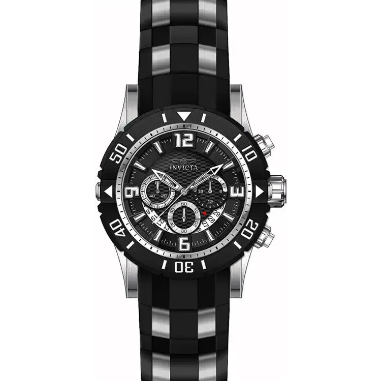 Invicta Men's Pro Diver 200m Stainless Steel Chronograph Black Dial Watch 23696