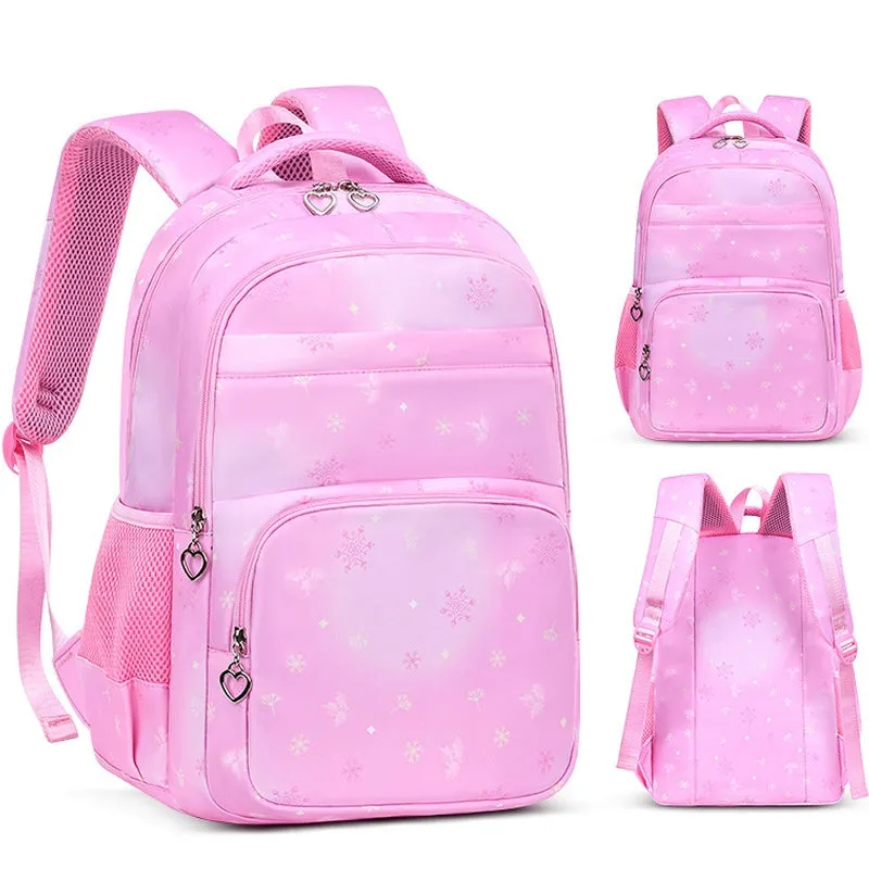 Kids Backpack With Lunch Box School Backpacks - Black Purple Pink Book Bags For Boys Girls Campus Backpack Set Snowflake Pattern BookBag