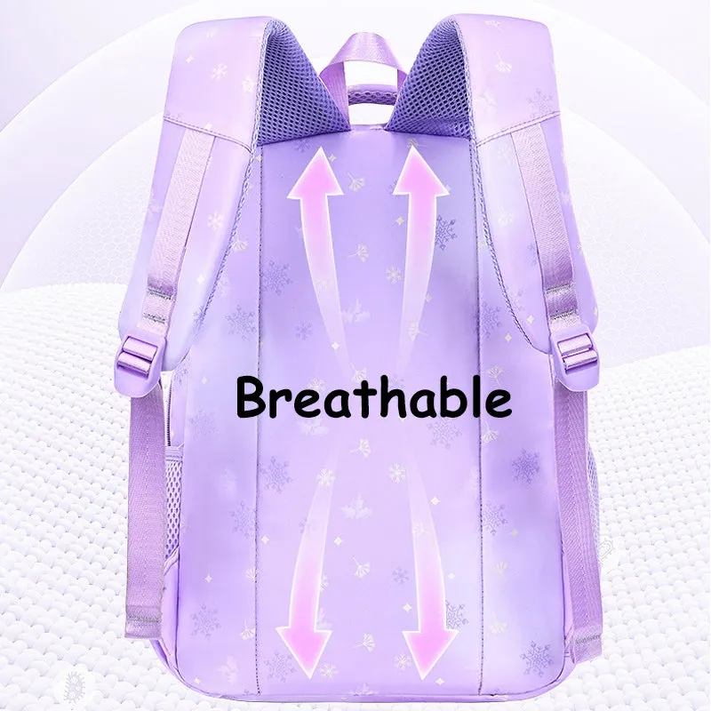Kids Backpack With Lunch Box School Backpacks - Black Purple Pink Book Bags For Boys Girls Campus Backpack Set Snowflake Pattern BookBag