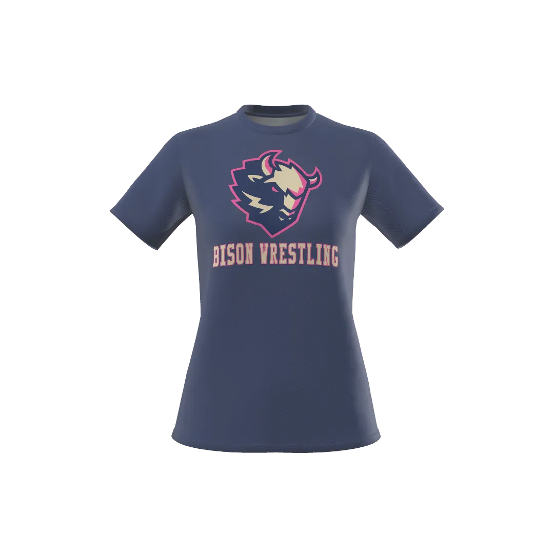 LADY BISON WRESTLING - NAVY T-SHIRT