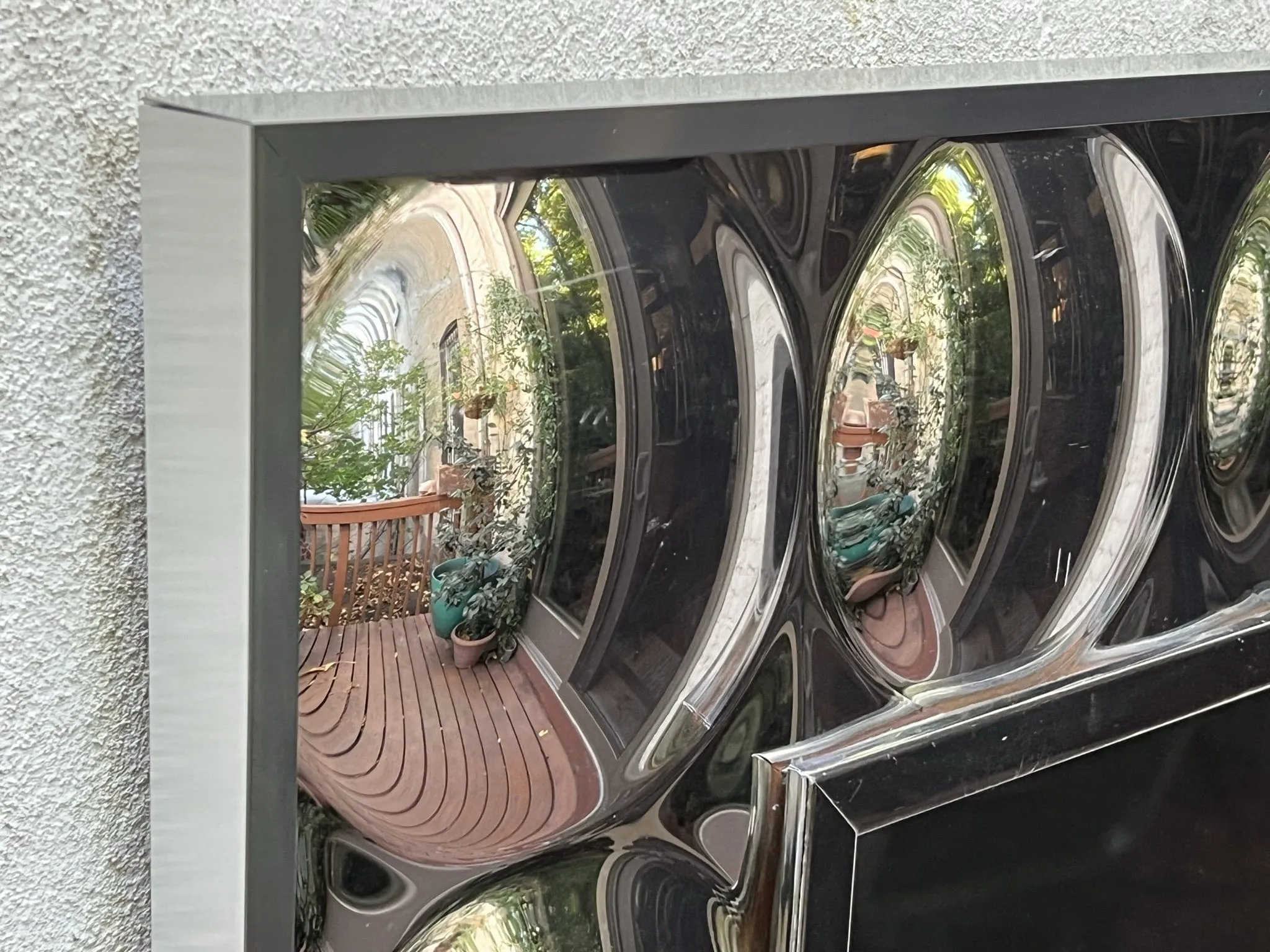 Large Square Pop Art Chrome Bubble Mirror in the Style of Verner Panton