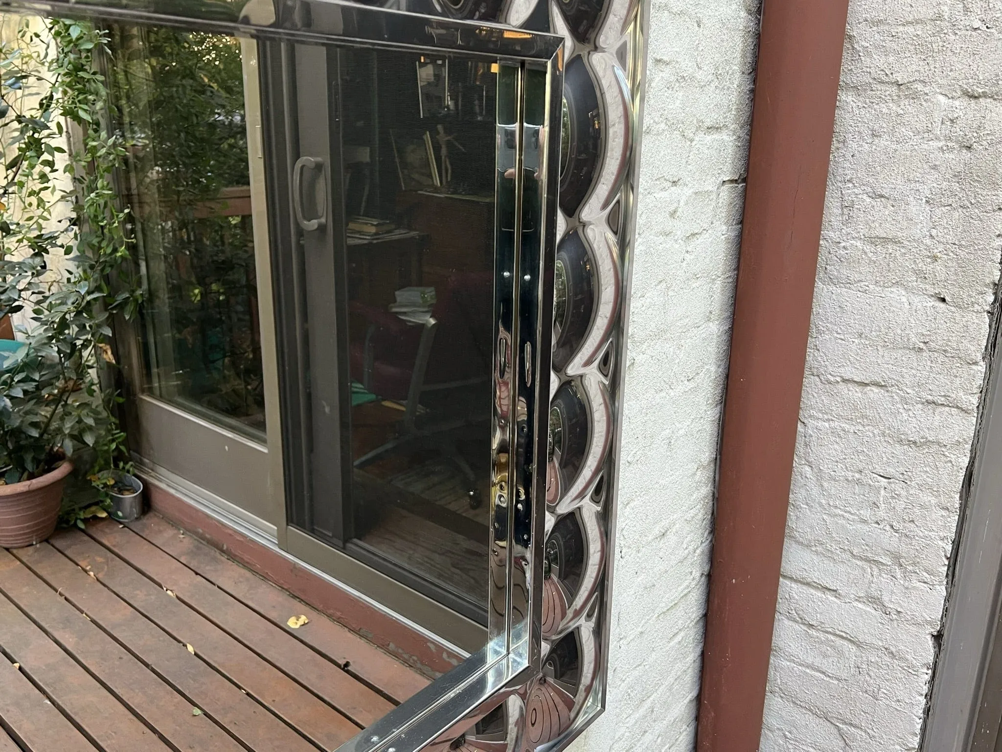 Large Square Pop Art Chrome Bubble Mirror in the Style of Verner Panton