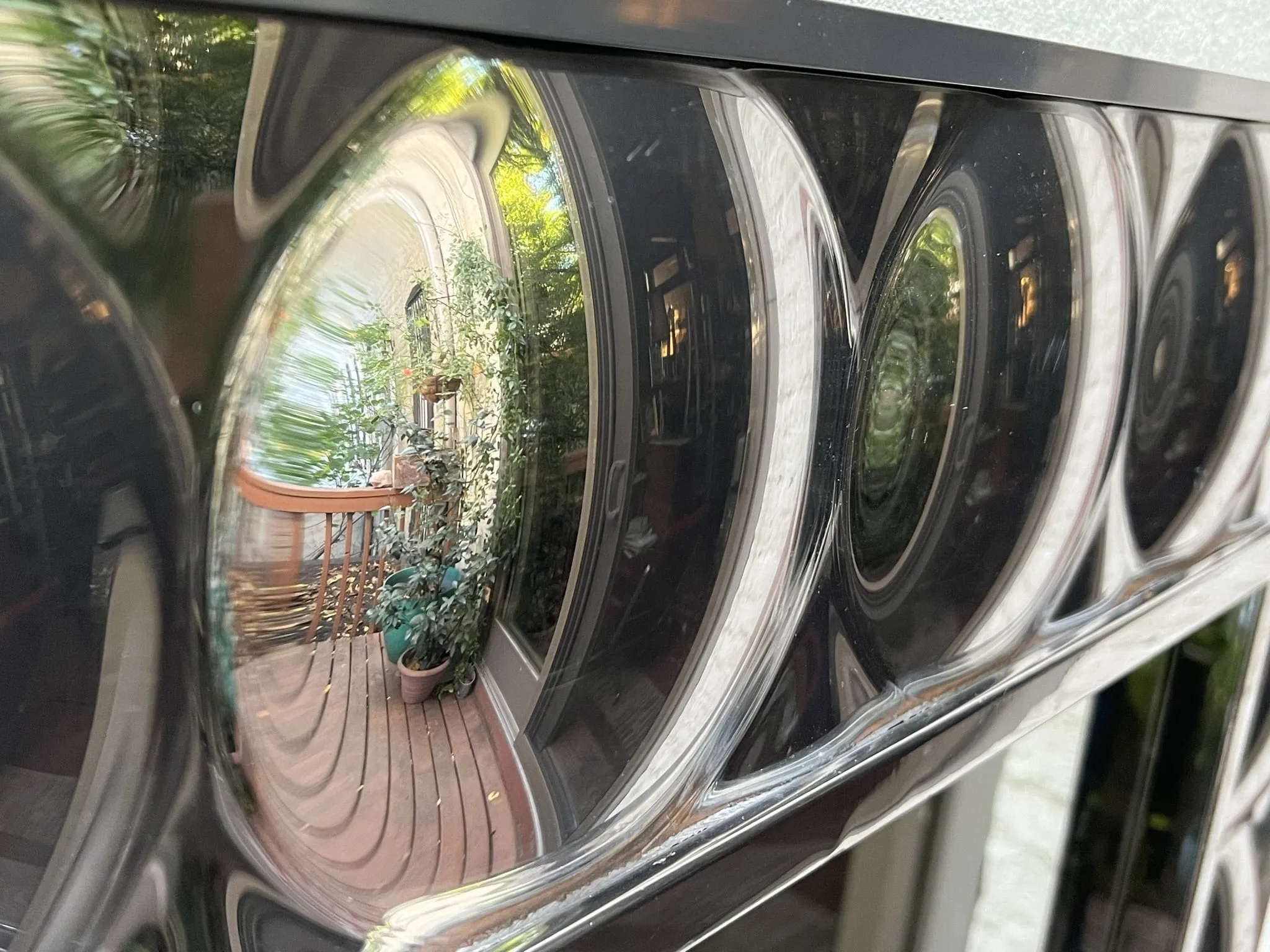Large Square Pop Art Chrome Bubble Mirror in the Style of Verner Panton