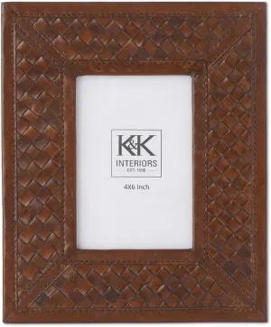 Leather Basket Weave Frame, 4X6
