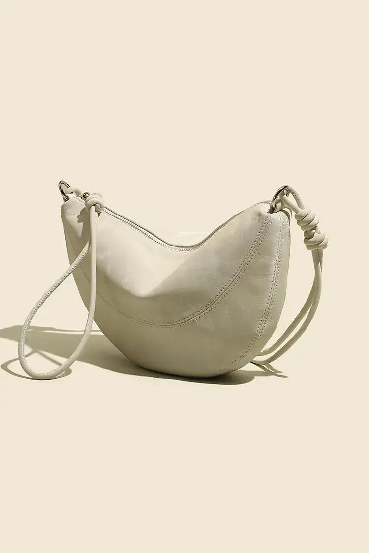 Leather Shoulder Hobo Bag with Knotted Straps