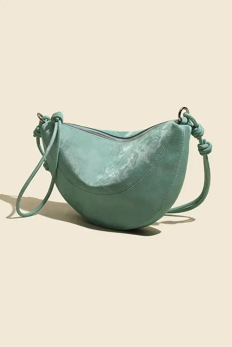 Leather Shoulder Hobo Bag with Knotted Straps