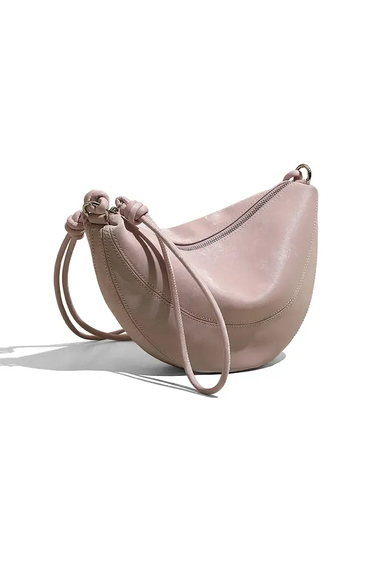 Leather Shoulder Hobo Bag with Knotted Straps