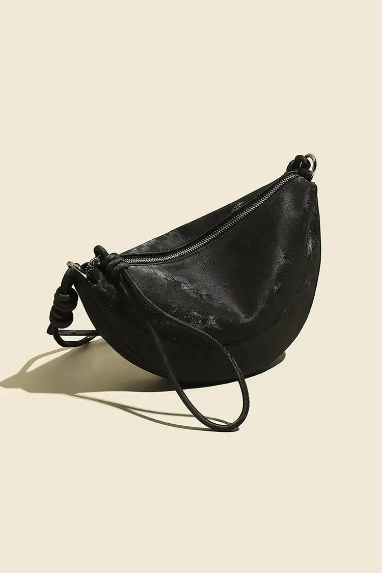 Leather Shoulder Hobo Bag with Knotted Straps