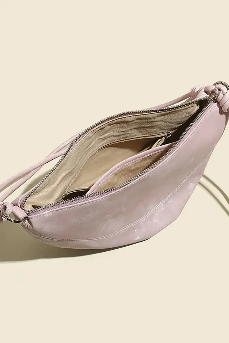 Leather Shoulder Hobo Bag with Knotted Straps