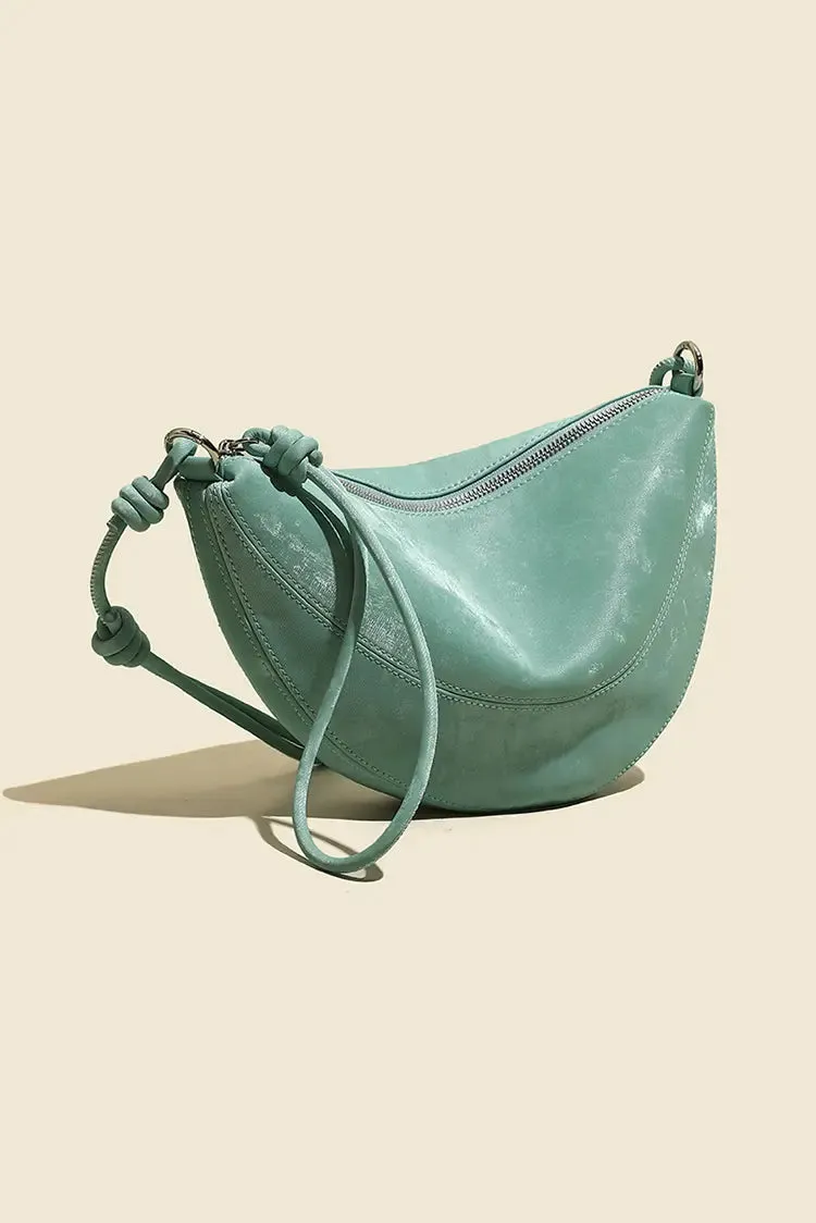 Leather Shoulder Hobo Bag with Knotted Straps