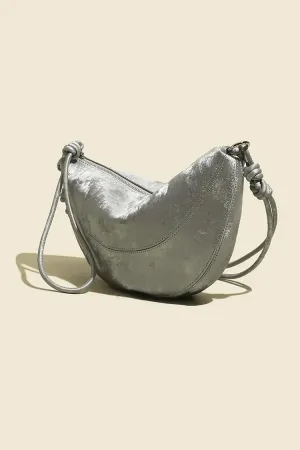 Leather Shoulder Hobo Bag with Knotted Straps