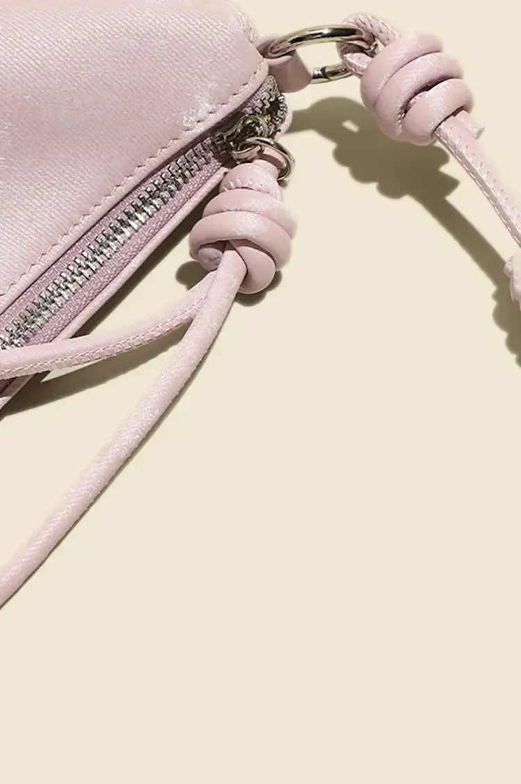 Leather Shoulder Hobo Bag with Knotted Straps