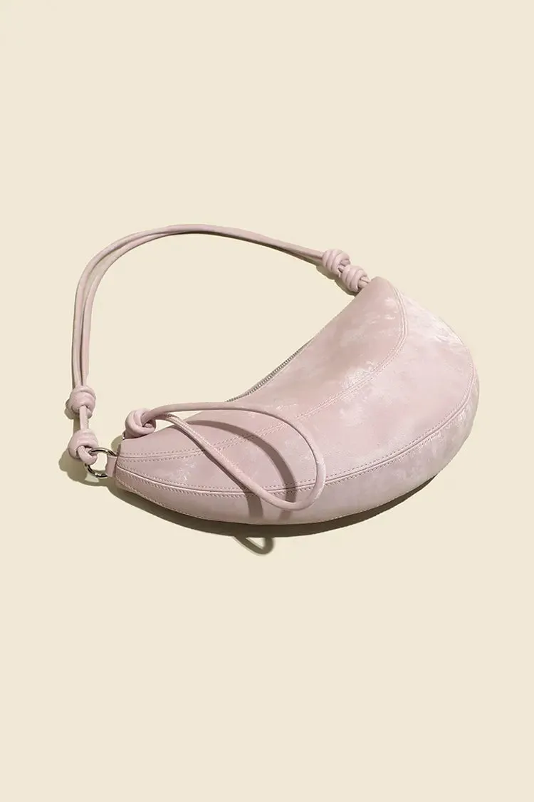 Leather Shoulder Hobo Bag with Knotted Straps