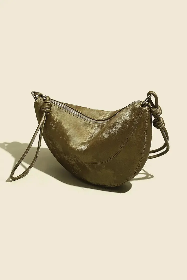 Leather Shoulder Hobo Bag with Knotted Straps