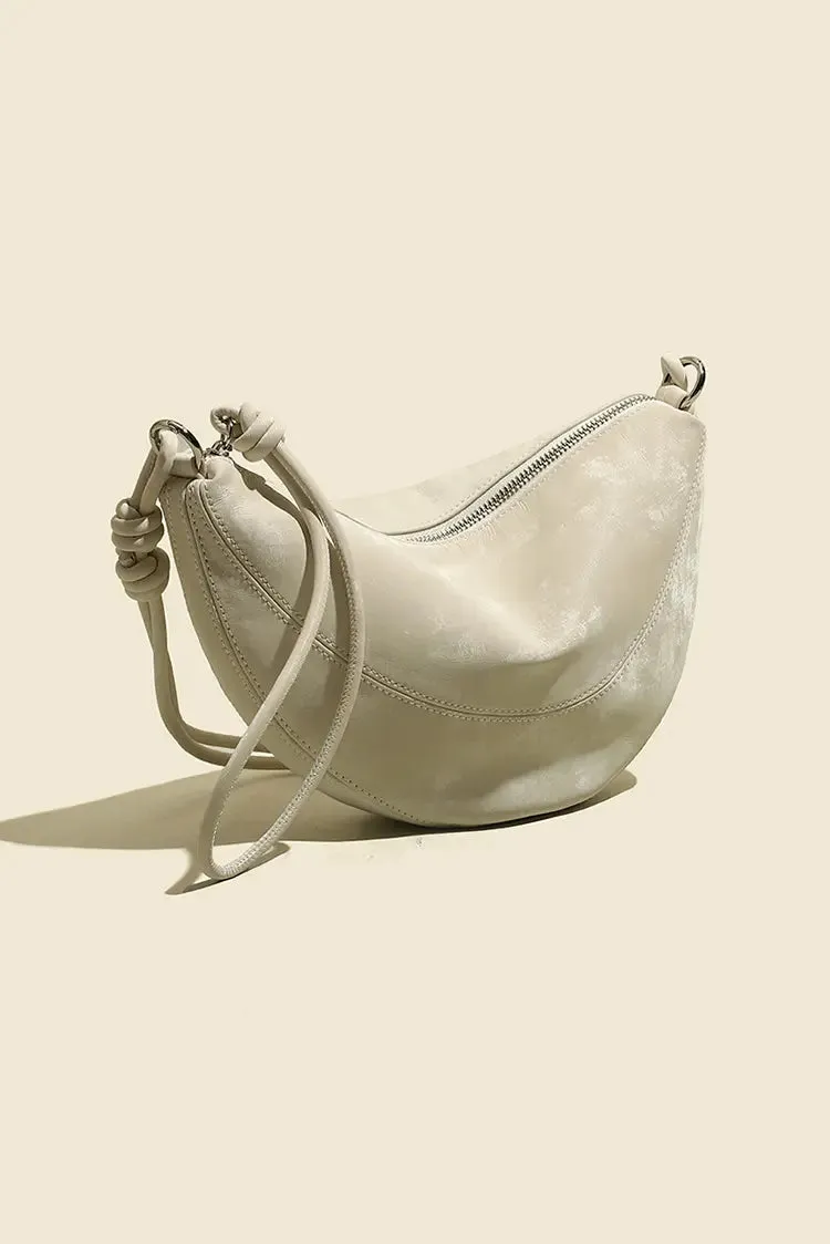 Leather Shoulder Hobo Bag with Knotted Straps