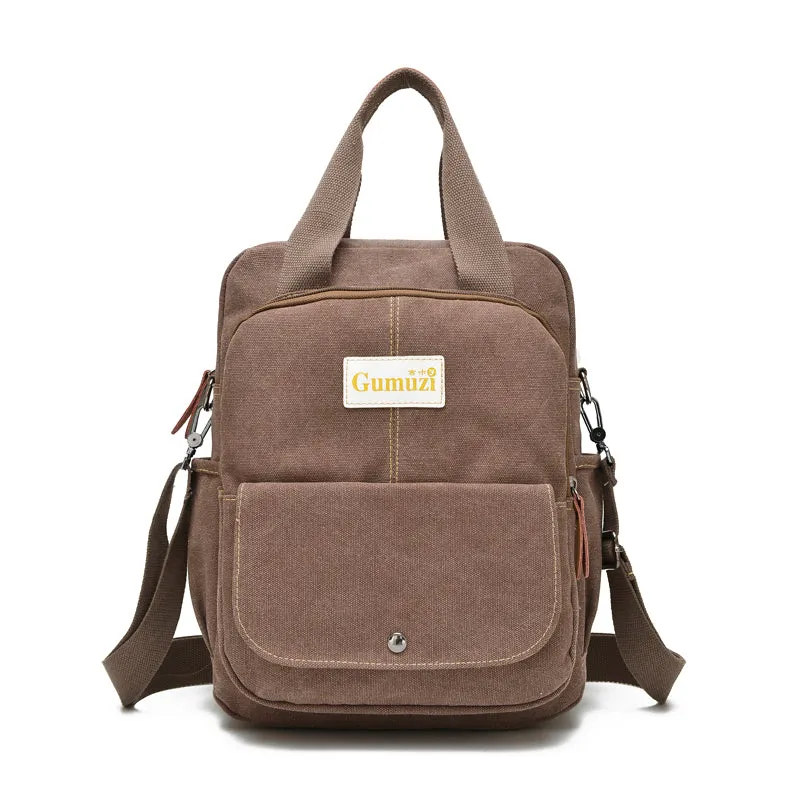 Leisure Canvas Shoulder Bag Wearproof Multi-functional Backpack