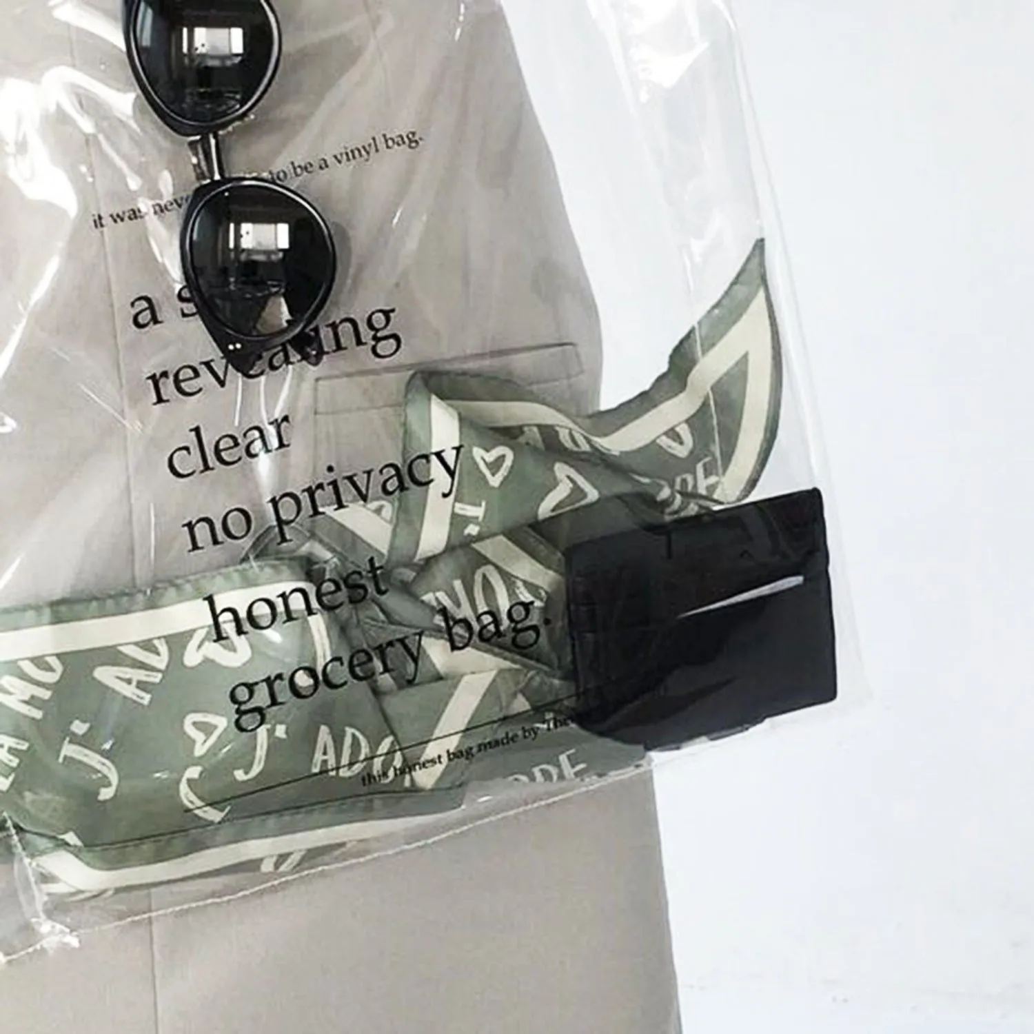 Letter Print Clear Transparent Shopping Bag