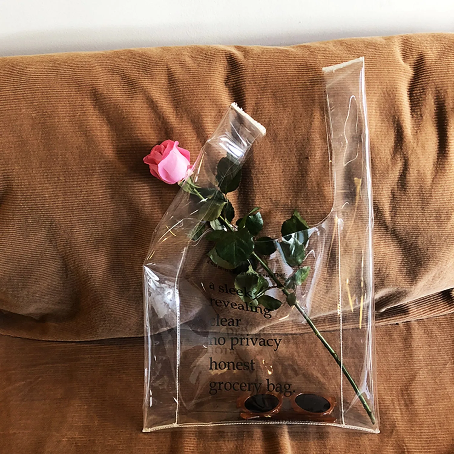 Letter Print Clear Transparent Shopping Bag
