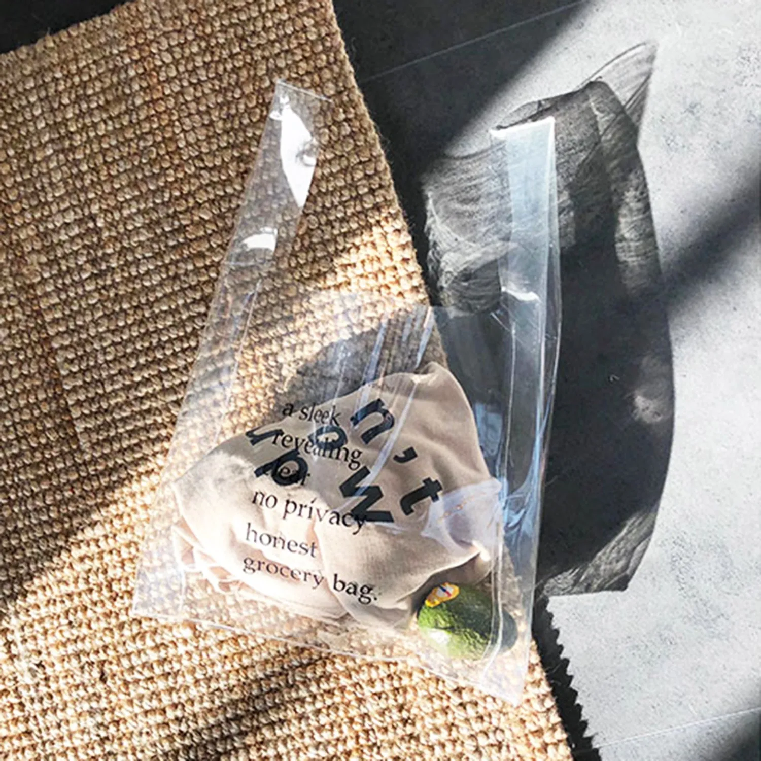 Letter Print Clear Transparent Shopping Bag