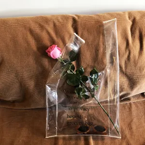 Letter Print Clear Transparent Shopping Bag