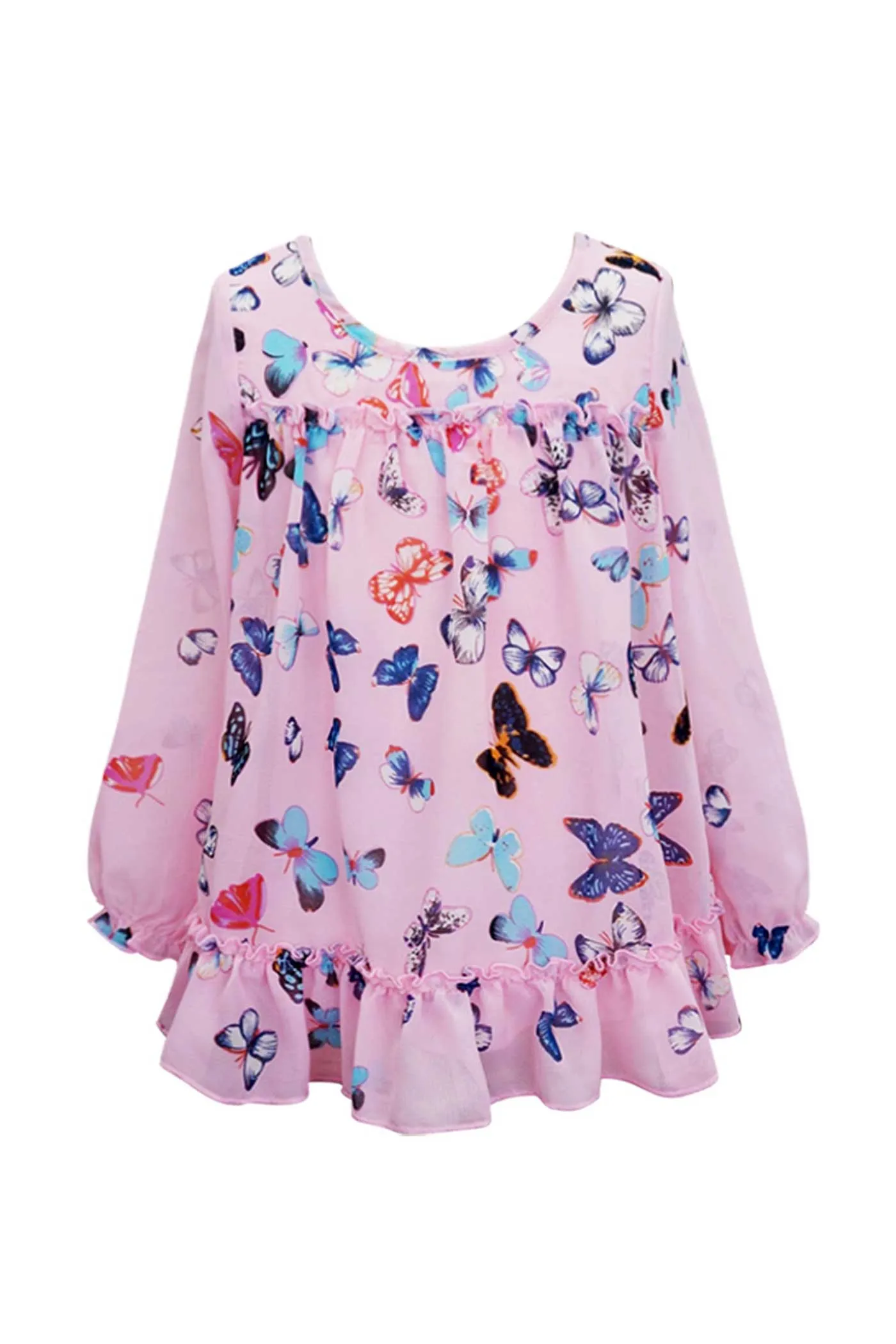 Little Girls Long Sleeve Butterfly Top