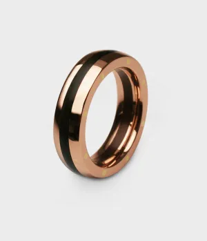London Oak Geo Ellipse Slim Ring in 9ct Rose Gold, Size P1/2
