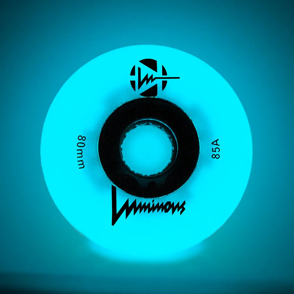 Luminous 80mm LED Glow Light Up Inline Skate Wheels - 4 pack