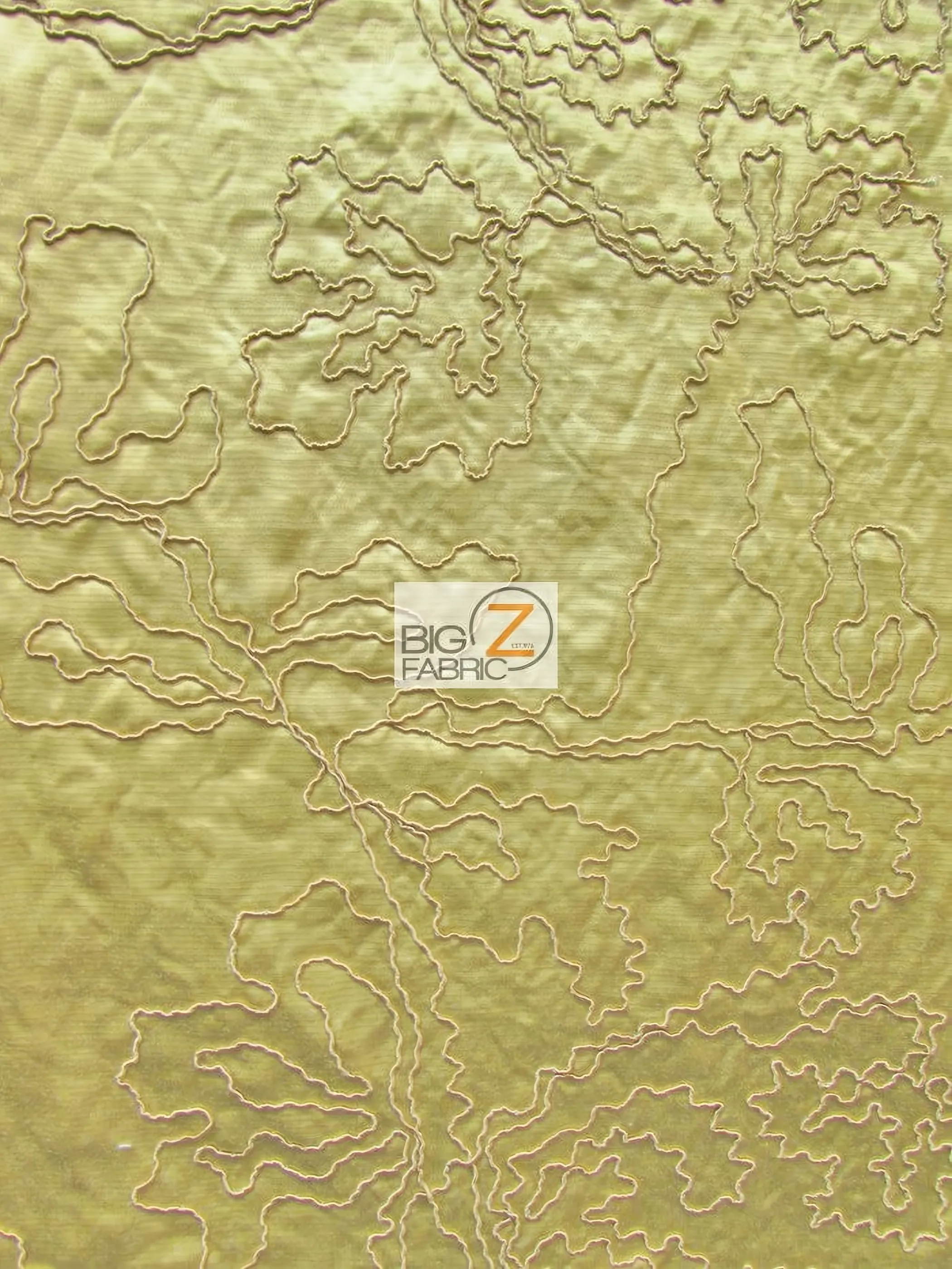 Luminous Crinkled Floral Upholstery Fabric / Citrine / Sold By The Yard