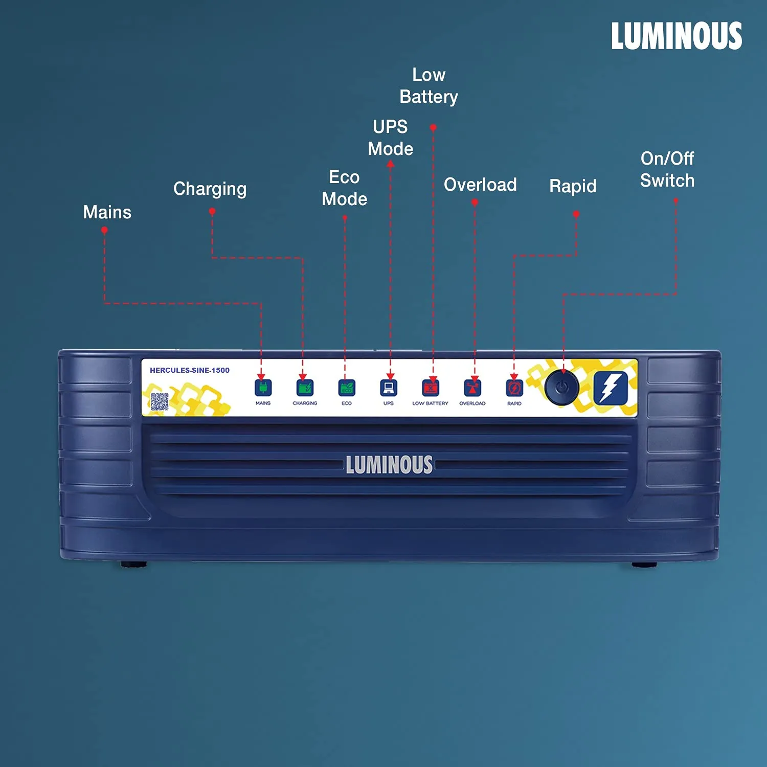 Luminous Hercules 1500 Pure Sine Wave 1400VA/12V Inverter for Home, Office & Shops