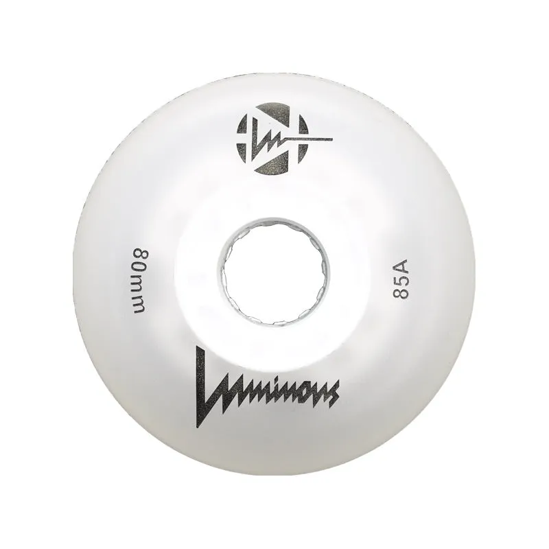 Luminous LED Inline Skate Wheels 80mm/85A - White -  SINGLE WHEEL