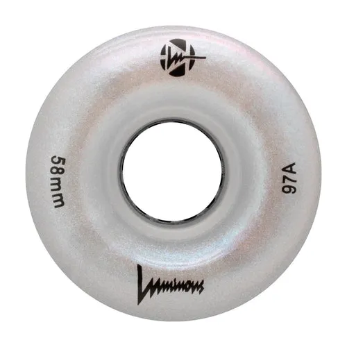LUMINOUS LED QUAD Skate Wheels 58mm 85a - White Pearl - Set of 4