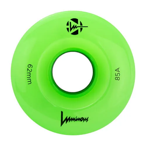 LUMINOUS LED QUAD Skate Wheels - SIXIES (6LED) - 62mm - Green Apple Glow - Set of 4