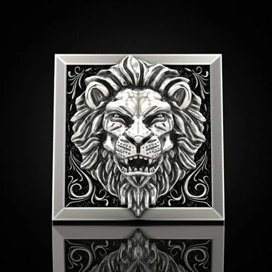 Luxury  Classic Lion Head Men's Ring Fashion Gold and Siver with Secret Storage Compartment