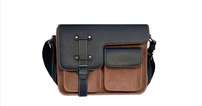 Men's Handheld Single Shoulder Cross Shoulder Official Document Business Backpack Multi functional Leather Designer Office Messenger Computer Cross Mail Delivery