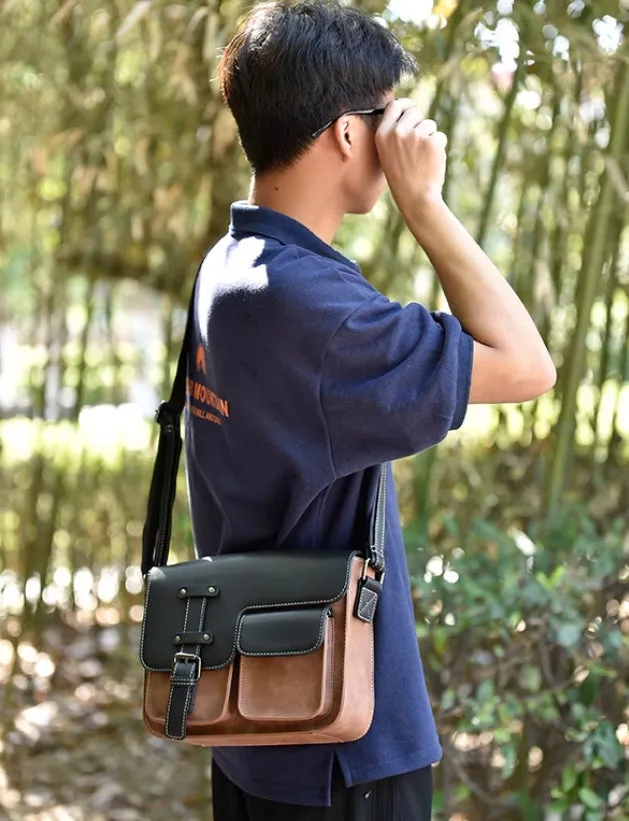 Men's Handheld Single Shoulder Cross Shoulder Official Document Business Backpack Multi functional Leather Designer Office Messenger Computer Cross Mail Delivery