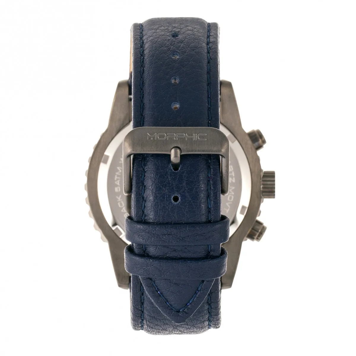 Morphic M67 Series Chronograph Leather-Band Watch w/Date - Gunmetal/Blue