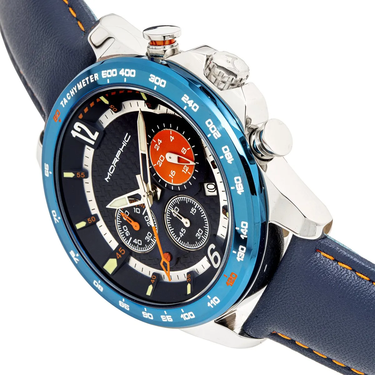 Morphic M88 Series Chronograph Leather-Band Watch w/Date