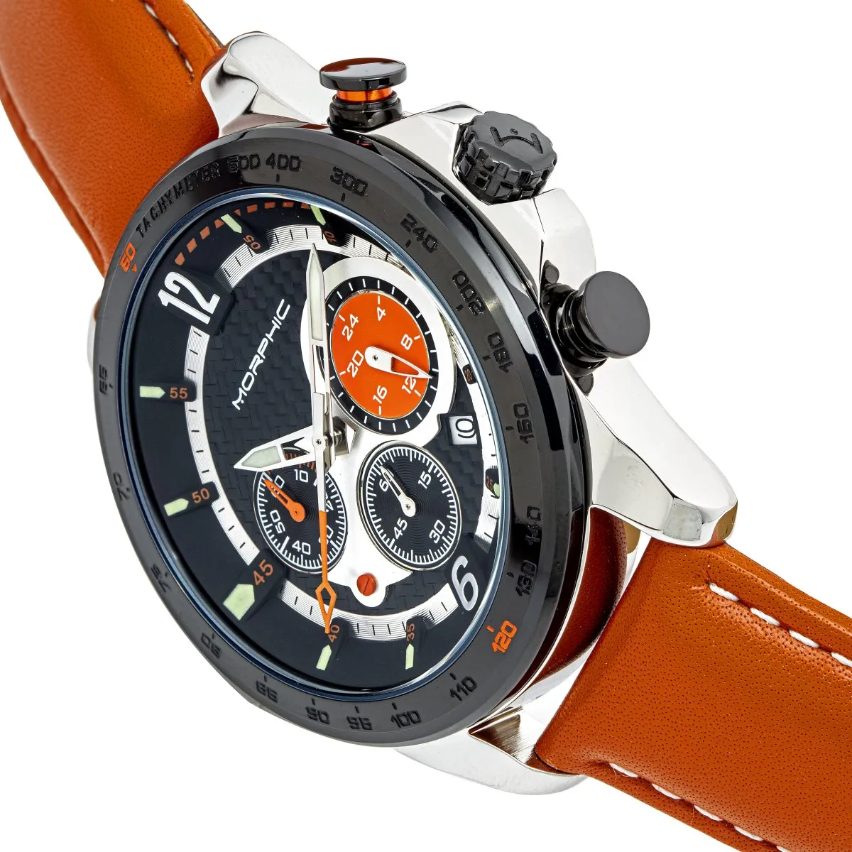Morphic M88 Series Chronograph Leather-Band Watch w/Date