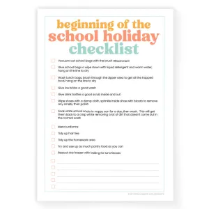 Mums School Holiday Checklist
