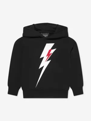 Neil Barrett Boys Thunderbolt Hoodie in Black