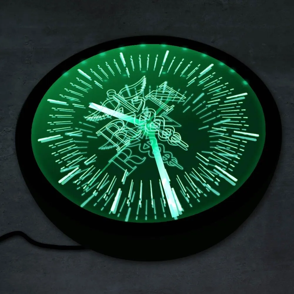 Nurse Luminous Caduceus Logo Wall Clock RN Nursing and Medical Neon Sign Wall Clock Vintage Design Illuminated Watch