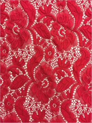 NYLON FLORAL "ZIA" STRETCHED LACE KNIT<br><h6>4T-RED<br>LACE22-YZ</h6>